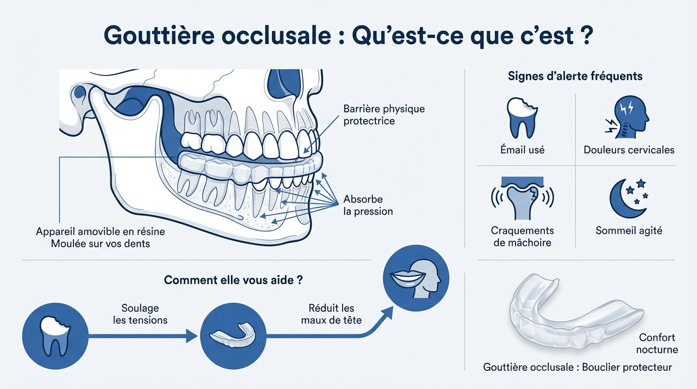 Gouttière occlusale sur mesure en résine transparente pour protéger les dents