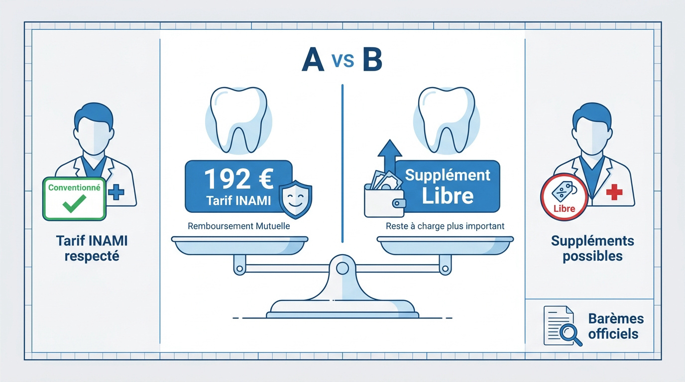 Comparatif tarifs INAMI vs suppléments libres