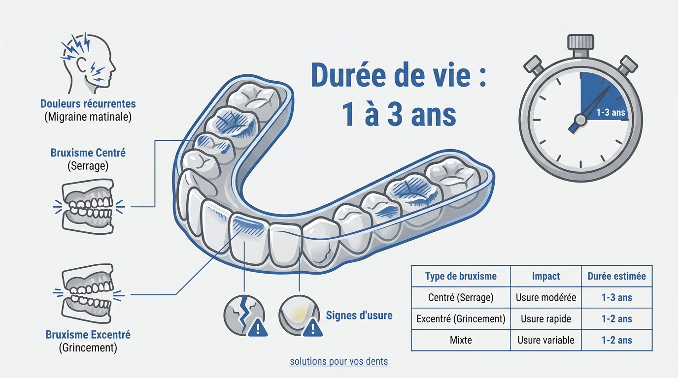 Gouttière dentaire posée sur un modèle de mâchoire