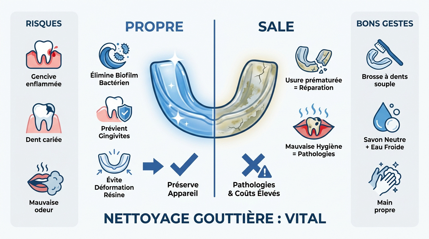 Nettoyage d'une gouttière avec une brosse souple