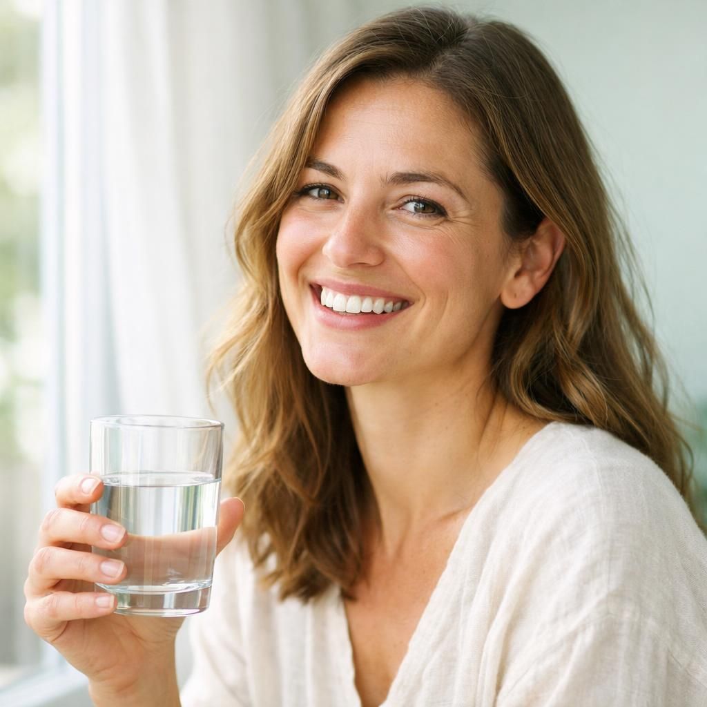 Femme au sourire naturel et sain, dents à la teinte ivoire naturelle