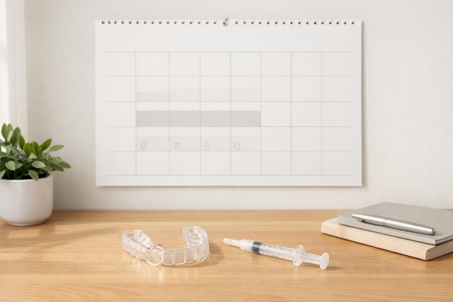 Calendrier marquant les deux à trois semaines d'une cure de blanchiment par gouttière