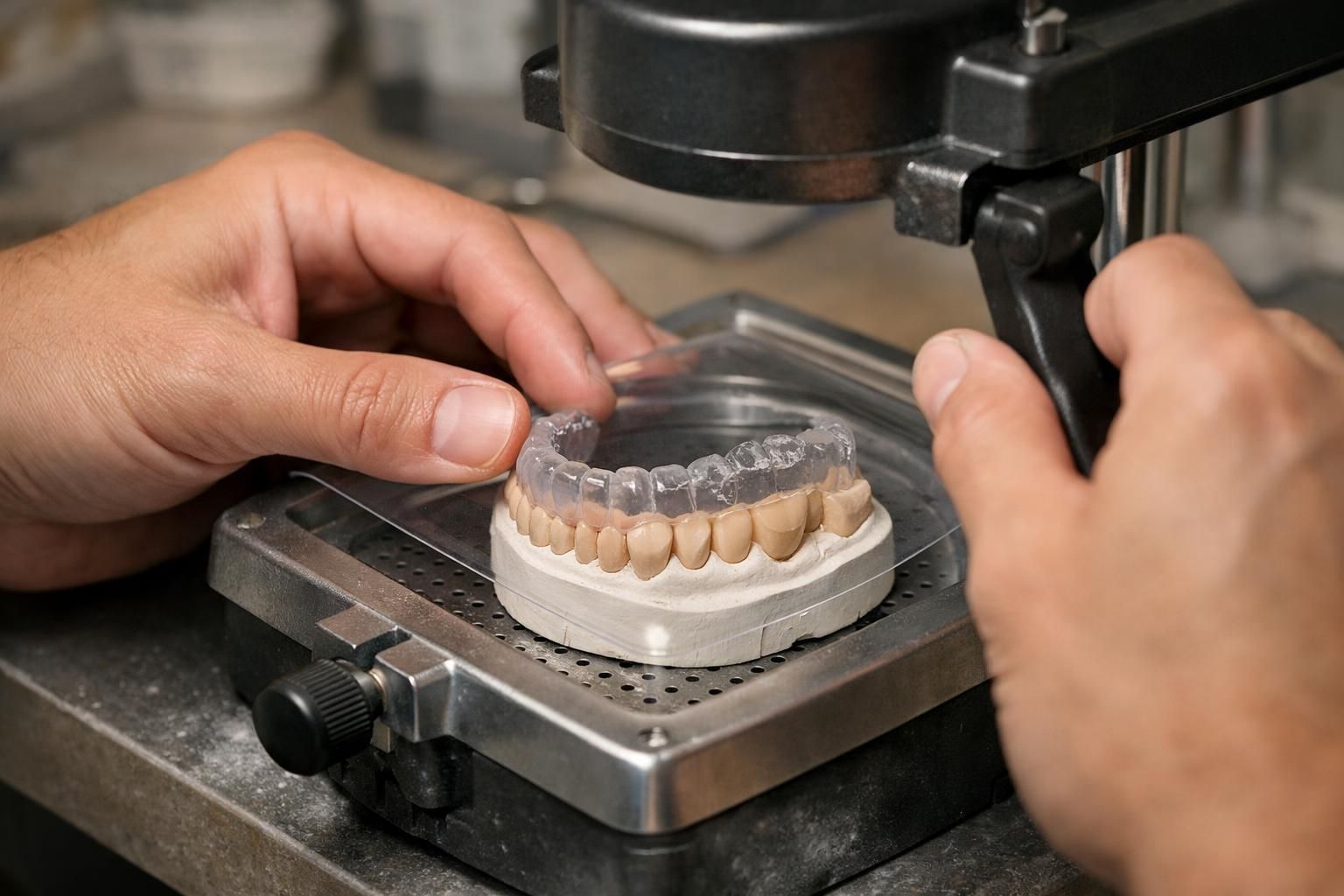 Fabrication d'une gouttière de blanchiment sur mesure à partir d'un modèle en résine