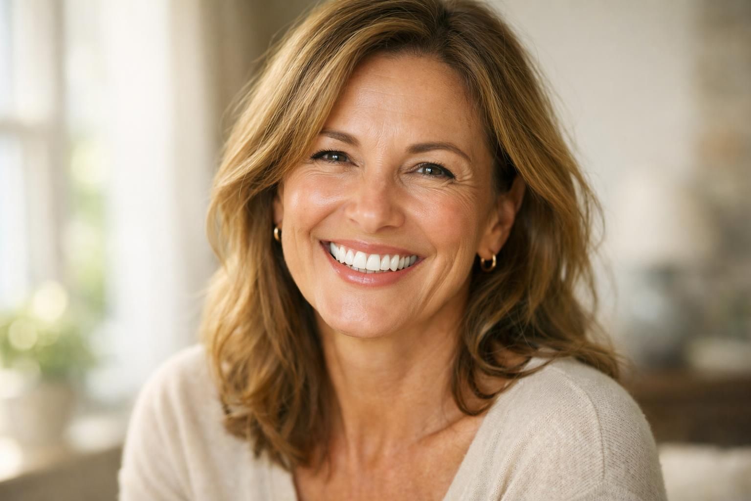 Sourire éclatant après un blanchiment dentaire encadré