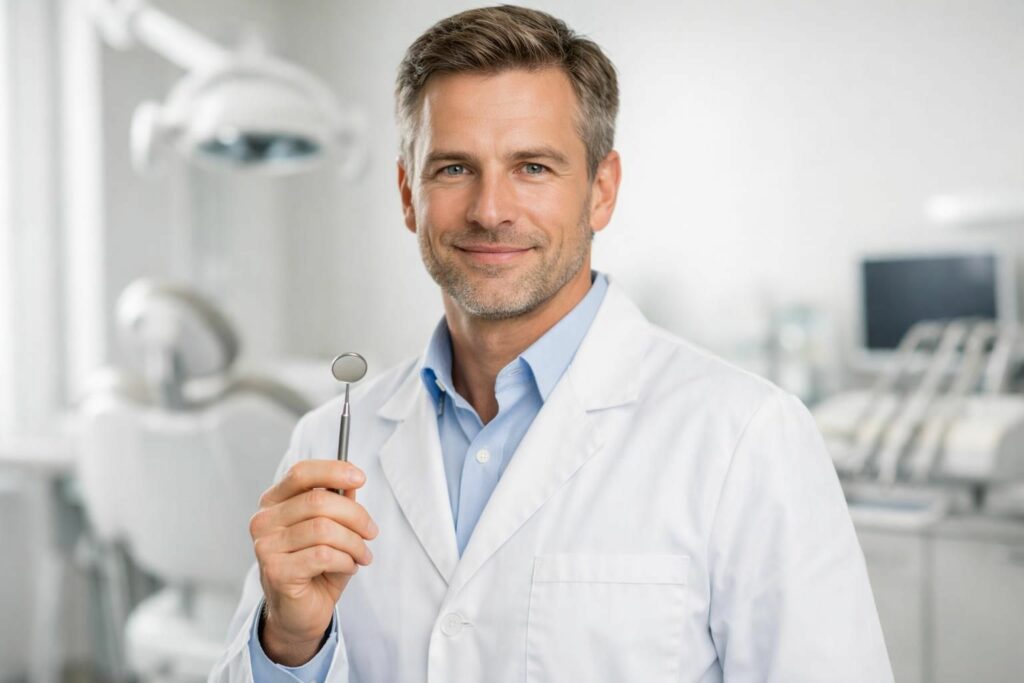 Qui peut pratiquer le blanchiment dentaire : un dentiste dans son cabinet
